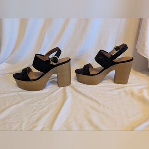 Qupid Black and Tan Platform Heels